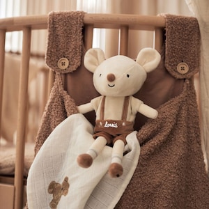 Stuffed toy personalized, cuddly toy baby, mouse Bowie, baby gift birth, stuffed toy baby stuffed toy birth with name, Christmas gift