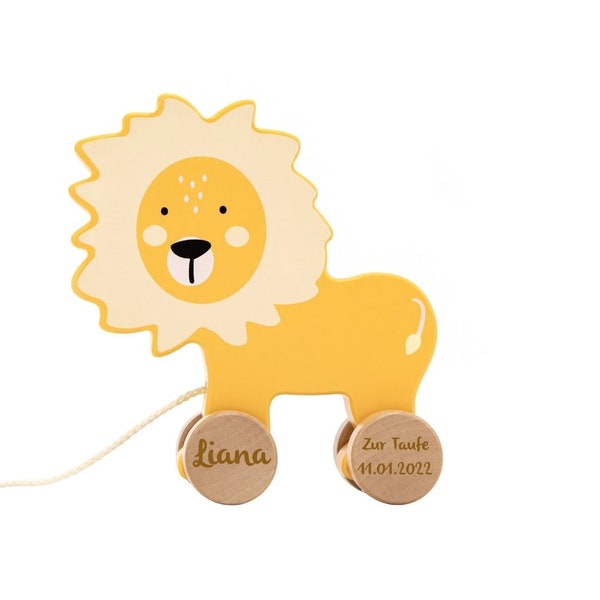 Pull-along animal lion Tryco | Baptism gift | customizable