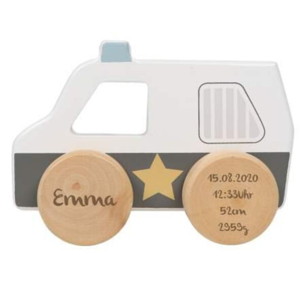 Personalized gift baby, wooden car police car, customizable