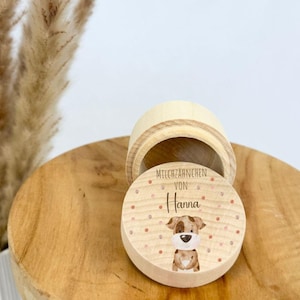 Personalized milk tooth box, wooden tooth box, box for milk teeth, box for milk teeth with name, Linos with dots