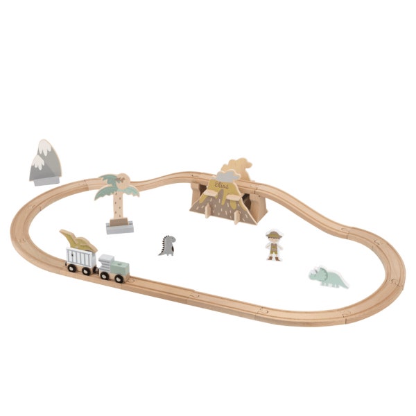 Kidslino Wooden Train Extension Set Dino Tryco 2nd Birthday Gift Customizable