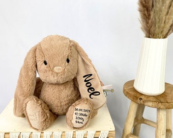 Baby gift, stuffed toy with name, personalized cuddly toy, bunny nougat, plush toy with name, birth gift