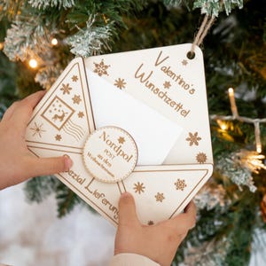 Wunschzettel Weihnachten, Weihnachtsbrief, Wunschzettel, Brief ans Christkind, Brief an den Weihnachtsmann, Weihnachtsdeko Holz