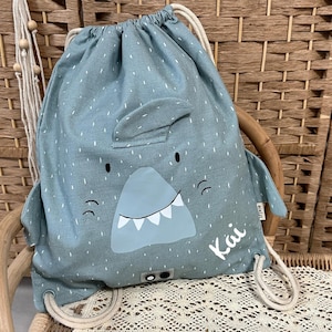 Children's gym bag personalized shark, children's gym bag, kindergarten gym bag, gym bag, sports bag, sports bag, gym bag