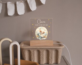Night light baby, sleeping mouse, night light personalized, baby gift birth, gift for birth