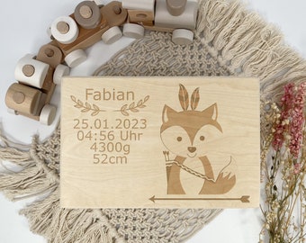 Keepsake box for babies and children - fox Indian, gift 1st birthday, personalisable