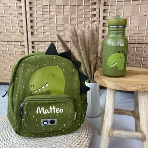 Children's backpack with name, kindergarten backpack personalized as a set with drinking bottle, Trixie children's backpack, daycare backpack Dino