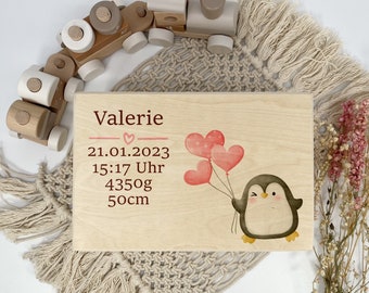 Erinnerungskiste Baby, Babygeschenk zur Geburt, Geschenk zur Geburt, Baby Geschenke, Pinguin Herz Druck