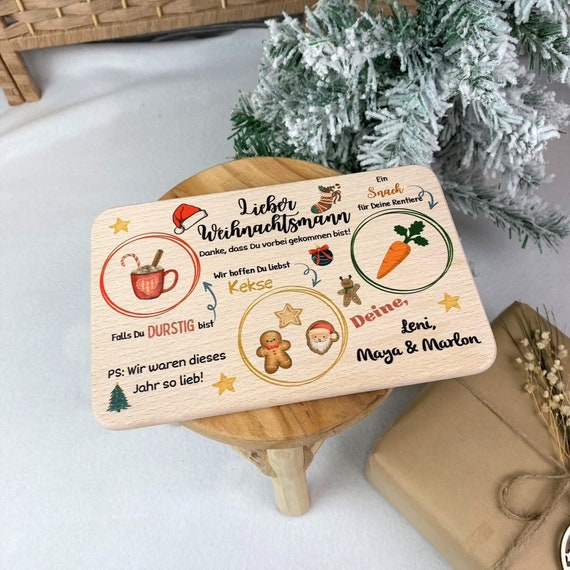 Weihnachtstradition Snack für den Weihnachtsmann Brettchen für den Weihnachtsmann Keks Teller Weihnachtsmann