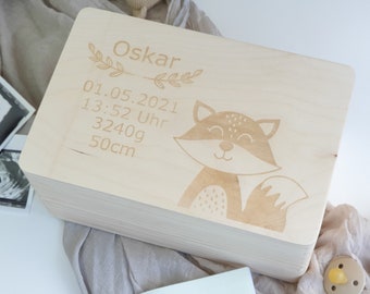 Keepsake Box for Babies and Children - Fox, Gift Birth, Customizable