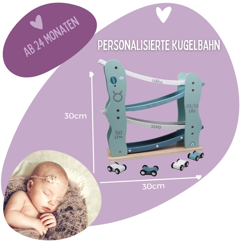 Babygeschenk Geburt, Geschenk Geburt, Kugelbahn Libelle nougat, personalisierte Geschenke Ostern, Ostergeschenke Kinder Bild 9