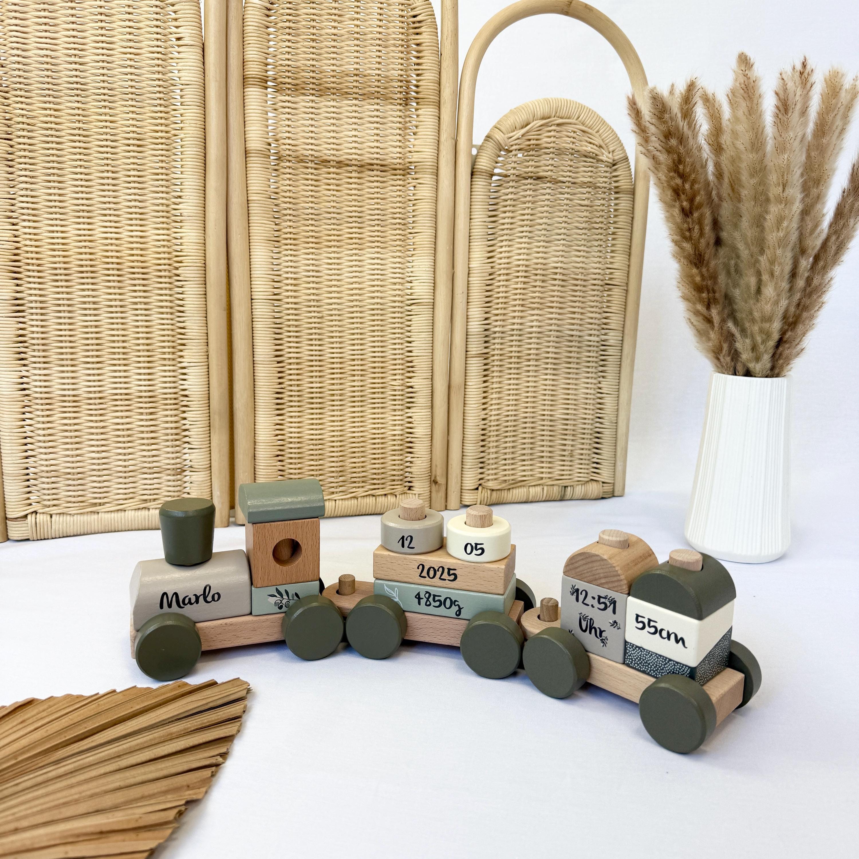 Gift birth, baby gift for birth, personalized wooden train, personalized gifts baby, birthday train