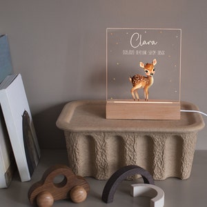 Night light children, deer, night light personalized, baby gift birth, gift for birth