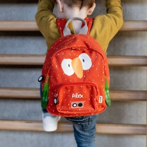 Children&#39;s backpack with name, kindergarten backpack personalized as a set with drinking bottle, Trixie children&#39;s backpack, daycare backpack parrot