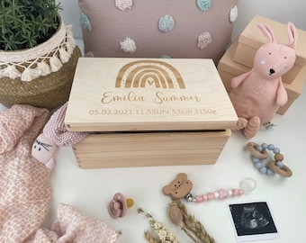 Babies & Kids Keepsake Box - Rainbow Christening Gift Customizable