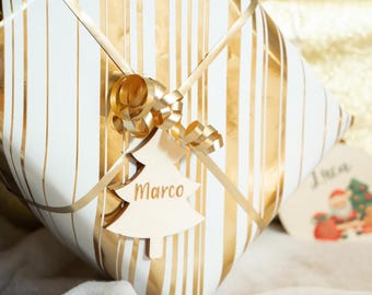 Weihnachtsgeschenke Anhänger mit Namen Holz Geschenkanhänger Weihnachten Tannenbaum Deko Geschenkverpackung Weihnachten Weihnachtskugeln
