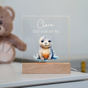 Night light personalized baby, seal, night light personalized, baby gift birth, gift for birth