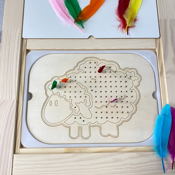 Flisat activity plate Trofast insert, Montessori sheep sorting game, promote fine motor skills, sensory plate, 1st birthday gift