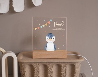 Personalized gifts baby, night light baby, Linos penguin, night light personalized, baby gift birth