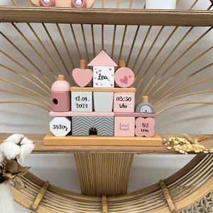 Personalisiertes Stapel und Steckspiel Haus rosa, bedruckt personalisierbar Bild 5