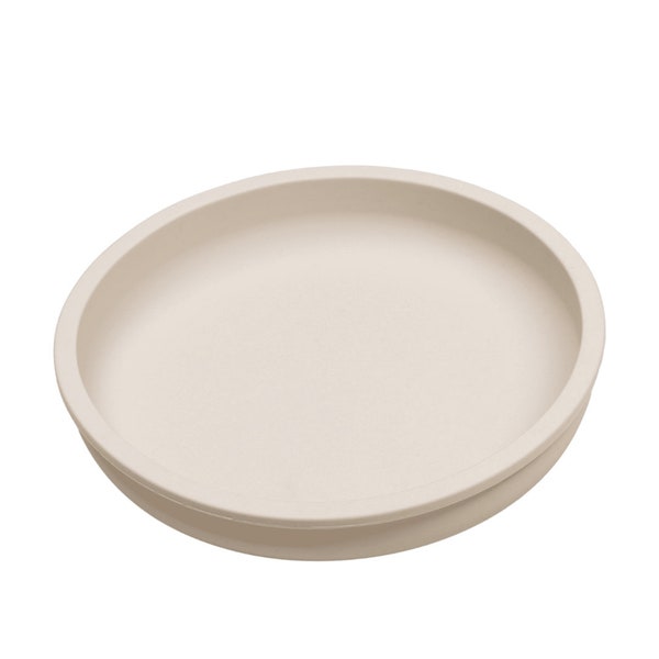 Children's plate round beige Tryco, baby gift, customizable