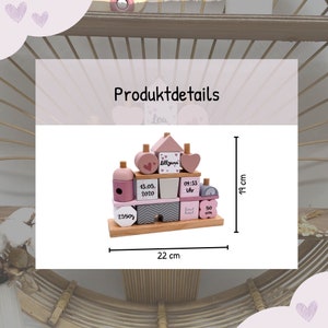 Personalisiertes Stapel und Steckspiel Haus rosa, bedruckt personalisierbar Bild 9