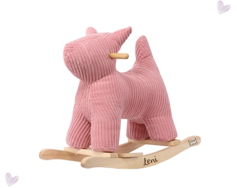 Geschenk erster Geburtstag, Schaukeltier ab 1 Jahr, Schaukeltier Hund rosa, personalisierte Geschenke Baby, Ostergeschenke Kinder