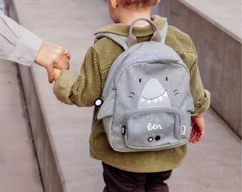 Children's backpack with name, kindergarten backpack personalized as a set with drinking bottle 350ml, Trixie children's backpack, daycare backpack shark