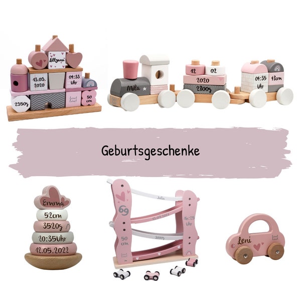 Geburtsgeschenk Baby Geschenk personalisiert Personalisertes Geschenk Baby Holzspielzeug Baby