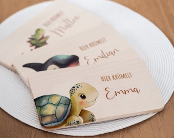 Breakfast board personalized, turtle, breakfast board children, baby gifts, gift 1st birthday, birth