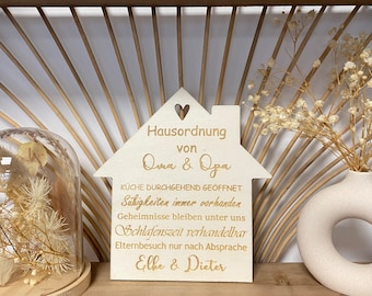 Regalo abuela abuelo, reglas de la casa abuela y abuelo, signo de madera personalizado, regalo para la abuela, regalo de nietos