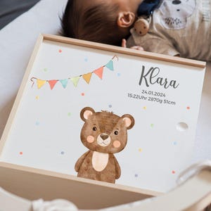 Personalized birth gift, baby bear memory box, wooden memory box, baby memory box, birth gift, memory box