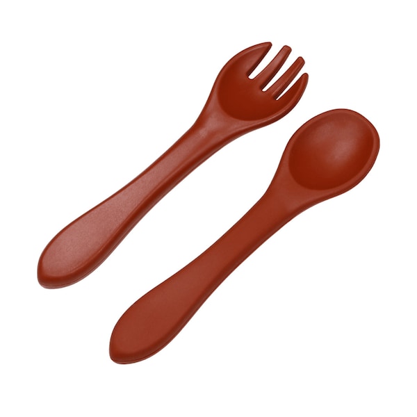 Children's cutlery with engraving red brown Tryco, baby gift, personalisable