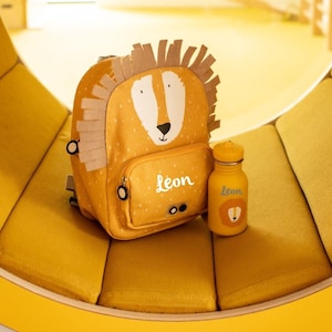 Children's backpack with name, kindergarten backpack personalized as a set with drinking bottle, Trixie children's backpack, daycare backpack lion