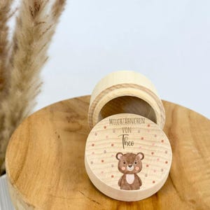 Personalized milk tooth box, wooden tooth box, box for milk teeth, box for milk teeth with name, Linos with dots