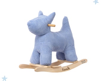 Geschenk 1 Jahr, Schaukeltier ab 1 Jahr, Schaukeltier Hund blau, personalisierte Geschenke Baby, Geschenk Ostern Baby