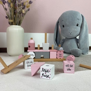 Personalisiertes Stapel und Steckspiel Haus rosa, bedruckt personalisierbar Bild 3