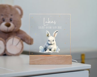 Night light baby, snow bunny, gift birth, night light personalized, baby gift, gift for birth