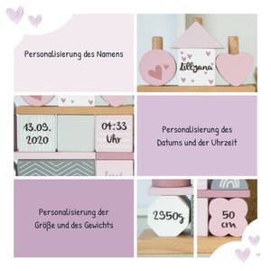 Personalisiertes Stapel und Steckspiel Haus rosa, bedruckt personalisierbar Bild 7