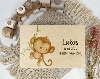 Baby souvenir box, monkey jungle souvenir box, christening gift, birth gift, baby gift birth, wooden box personalized