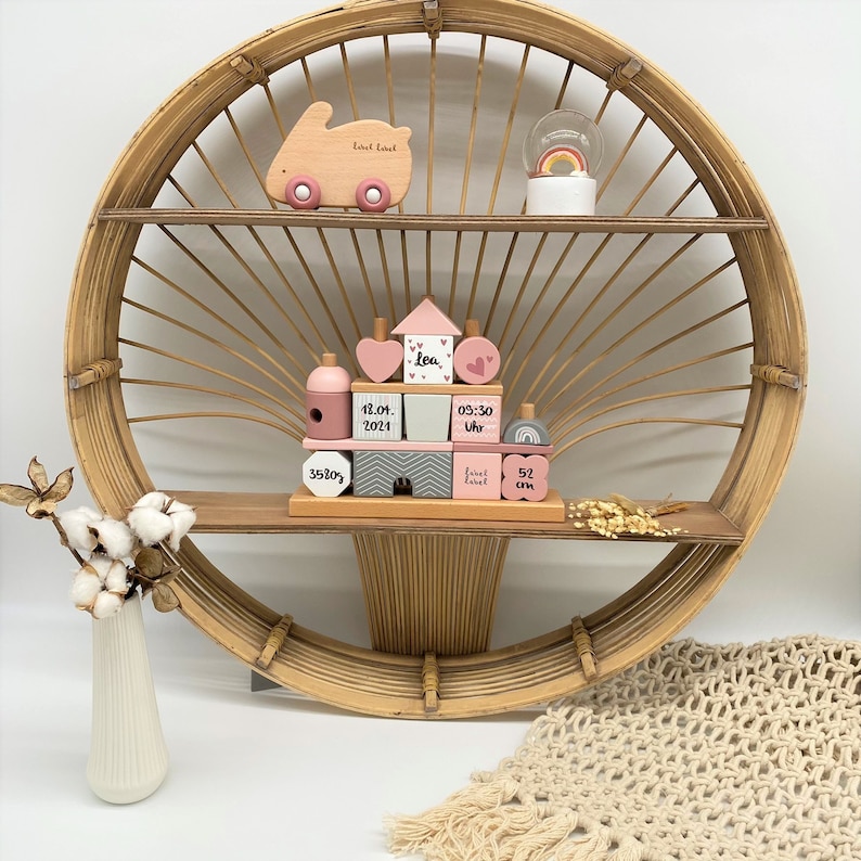 Personalisiertes Stapel und Steckspiel Haus rosa, bedruckt personalisierbar Bild 4