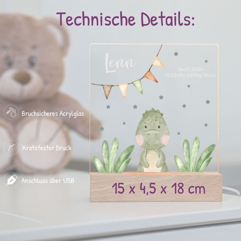 Beruhigendes Nachtlicht für Kinder mit Wolfgravur und LED-Beleuchtung