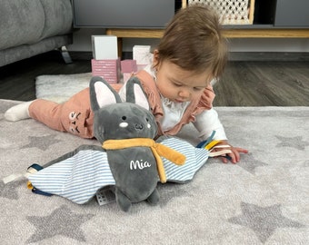 Cuddly toy with name, cuddly toy personalized, baby gift birth, cuddly toy bat Bruce Tryco Easter gifts children