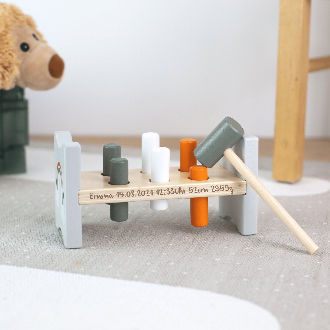 Gift Birth, Wooden Hammer Bench, Baby Gift Birth, Personalizable - Etsy UK