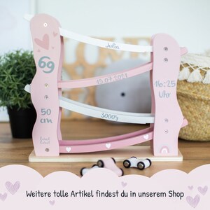 Taufgeschenk, Außergewöhnliche personalisierte Kugelbahn Herz rosa, Geschenk Geburt, Geschenk zur Geburt Bild 8