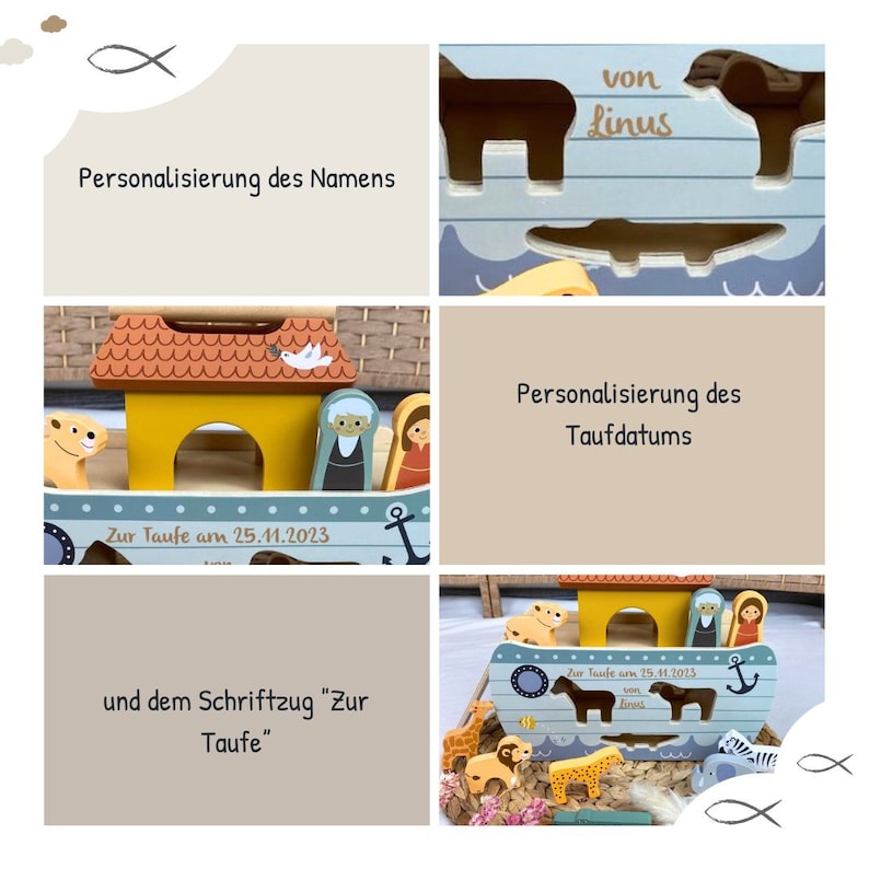 Baptism gift Noah's Ark, extraordinary baptism gift, baptism gift, godchild baptism gift image 3