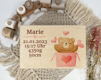 Reminder box baby, baby gift for birth, gift for birth, baby gifts, bear heart pink print