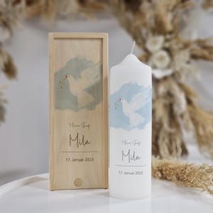 Baptismal candle boy dove blue personalized – Baptismal candle individual – Gift for baptism – Baptismal candle with baptismal saying