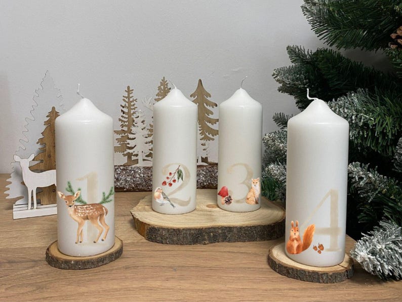 Advent candle with numbers, Christmas candle, candle with Christmas motif, Advent, odorless candle, candle for Advent, Advent wreath candles