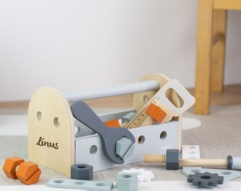 Geschenk zum ersten Geburtstag, 1. Geburtstag Jungs, Personalisiertes Geschenk Baby, Geschenk für 1- jährige, Werkzeugkiste aus Holz